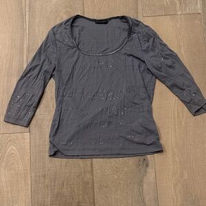 Banana Republic Charcoal Sequin Long Sleeve Top
